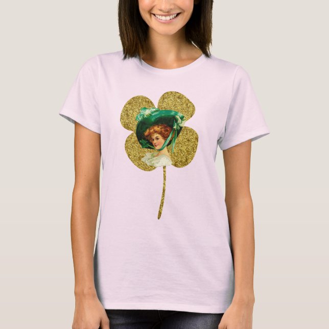 Vintage Lady Golden Clover T-Shirt (Front)
