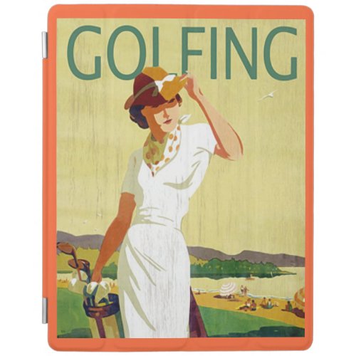 Vintage Lady Golfer Golfing iPad Cover 234