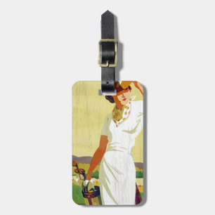 Vintage lady Golfer Golfing Luggage Tag