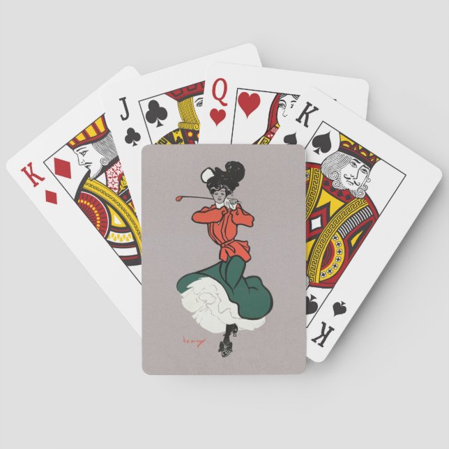 Vintage Lady Golfer Poker Cards (Back)