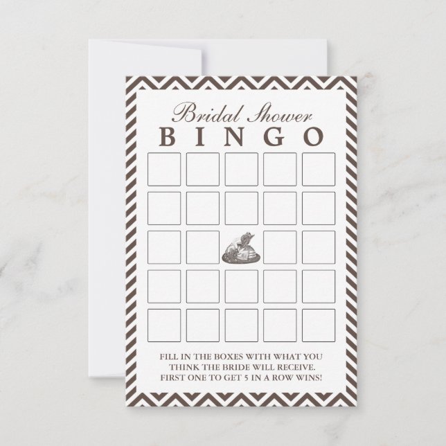 Vintage Lady Hat Chevron Bridal Shower Bingo Cards (Front)