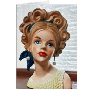 Vintage Lady Head Vase Bouffant Hair 1960s Card