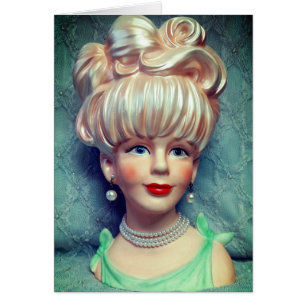Vintage Lady Head Vase Jeannie Bouffant Hair Cards