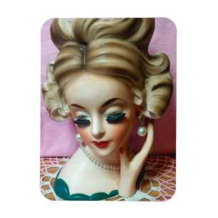 Vintage Lady Head Vase Miss New York Chic Magnet