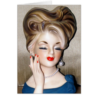 Vintage Lady Head Vase Model Glamorous 1960s Card
