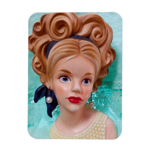 Vintage Lady Head Vase Teen Bouffant Hair 1960s Magnet