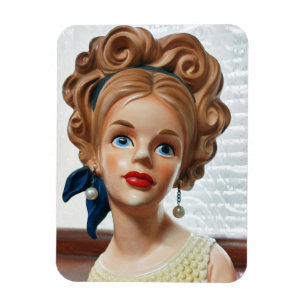 Vintage Lady Head Vase Teen Bouffant Hair 1960s Magnet