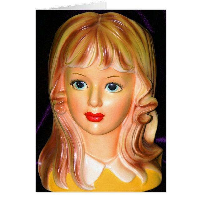 Vintage Lady Head Vase Teen with Squiggles Card (Front)