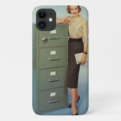 Vintage Lady  Her Filing Cabinetâ iPhone 11 Case