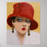 VINTAGE LADY IN A RED HAT, POSTER<br><div class="desc">Original acrylic portait painting of a vintage lady dressed in red... ... ... .Feminine and fashionable Art Deco lady, provocative and beautiful and a great poster to view. Put it anywhere in your home or office and you will receive many comments. A great conversation piece and gift item for the...</div>
