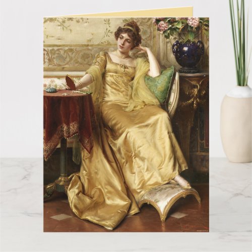 Vintage Lady in Golden Gown Card