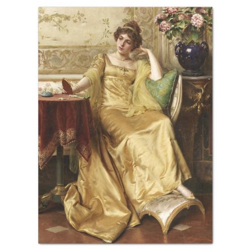 Vintage Lady in Golden Gown Tissue Paper