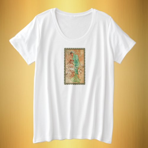 Vintage Lady in Mint Green Sitting in Tree Frame Plus Size T_Shirt