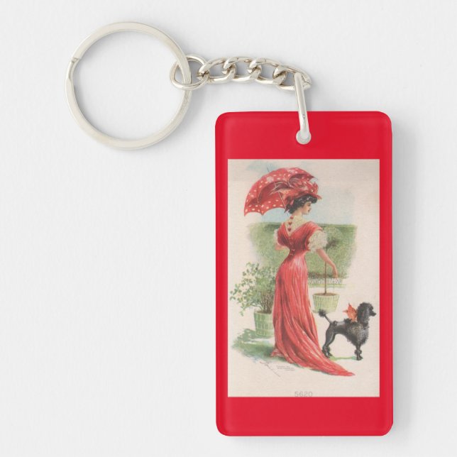 Vintage Lady In Red Keychain (Front)