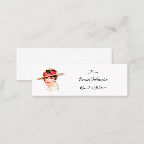 Vintage Lady in Straw Hat  Mini Business Card