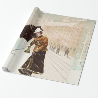 Vintage lady in the snow storm no2