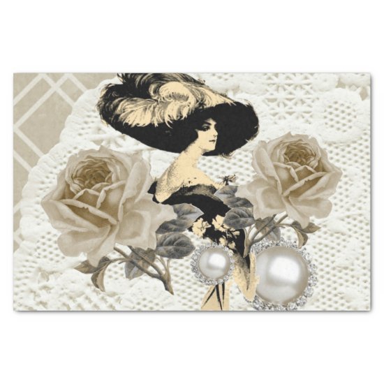 Vintage Lady Ivory Lace Elegant Tissue Paper