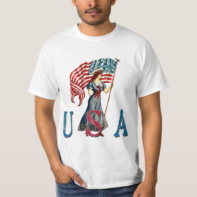 Vintage Lady Liberty Illustration on Tshirts (Front)