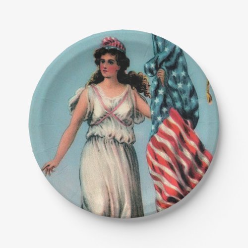 Vintage Lady Liberty Independence Day Party Plates