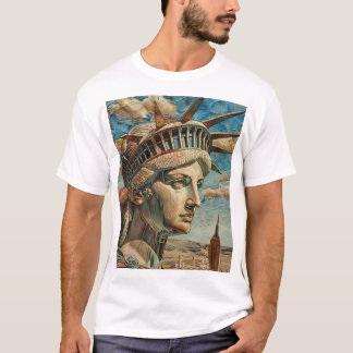 Vintage Lady Liberty Painting Statue of Liberty T- T-Shirt
