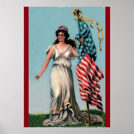 Vintage Lady Liberty Poster | Zazzle