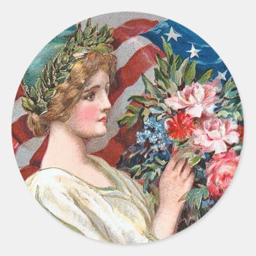 Vintage Lady Liberty_Sticker Classic Round Sticker