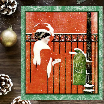 Vintage Lady Mailing Christmas Cards by Cardgallery at Zazzle