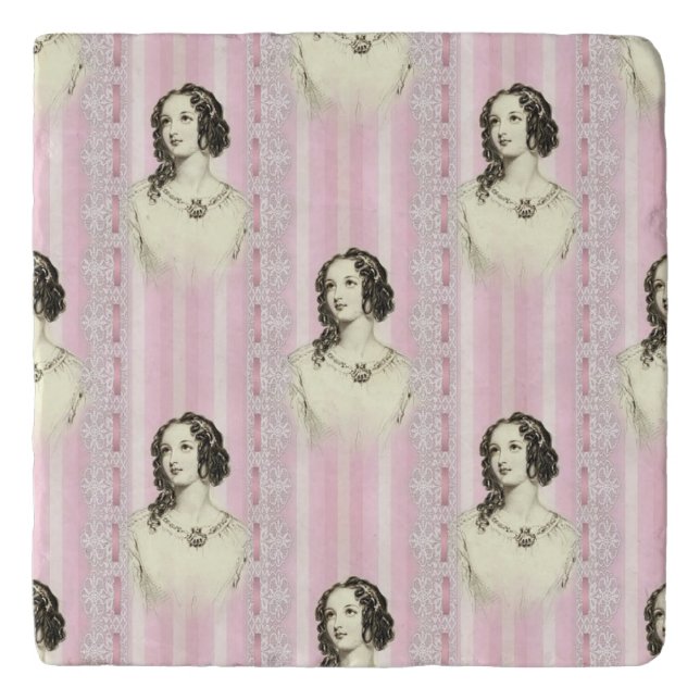 Vintage Lady Marble Trivet (Front)