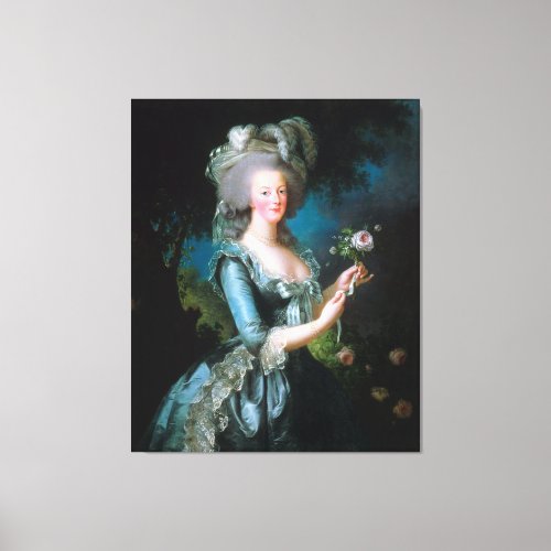 Vintage Lady Marie Antoinette With Pink Rose Canvas Print