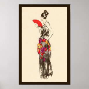 Vintage Lady of Fashion with a Spring Dress Poster