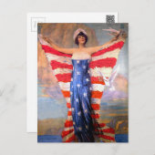 Vintage Lady of Liberty Patriotic American Flag Postcard (Front/Back)