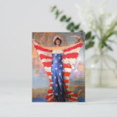 Vintage Lady of Liberty Patriotic American Flag Postcard (Standing Front)