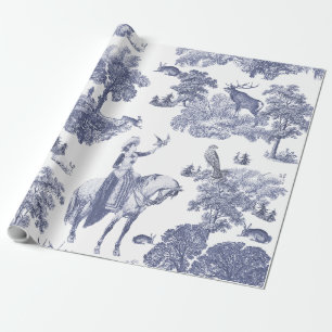 Vintage Lady on Horseback with Falcon in Woodland Wrapping Paper