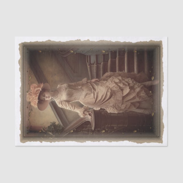 Vintage Lady Portrait Decoupage Tissue Paper (Front)