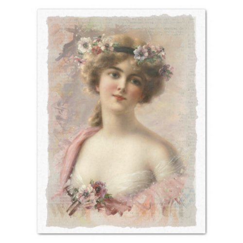 Vintage Lady Portrait Decoupage Tissue Paper