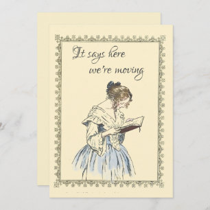 Vintage Lady Reading a Book Moving Announcement