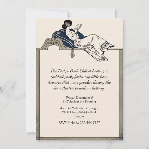 Vintage Lady Reading Book Invitation