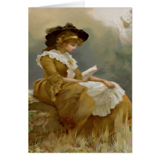 Vintage Lady Reading Cards (Front)