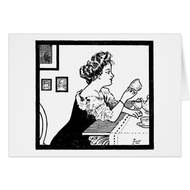 Vintage Lady Reading Tea Leaves, Cards (Front Horizontal)