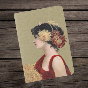 Vintage Lady Red Dress Big Pretty Flowers Passport Holder