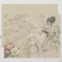 Vintage Lady Script Music Sheet Scrapbook Paper