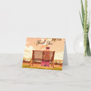 Vintage Lady Sitting On Bench Thank You Card