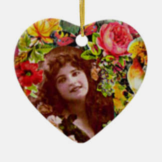 Vintage Lady Surrounded by Flowers Ornament