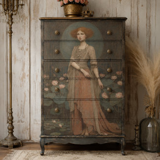 Vintage Lady Waterlily Decoupage Tissue Paper