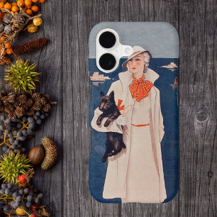 Vintage Lady White Suit Scotty Terrier Dog Ocean iPhone 17 Case