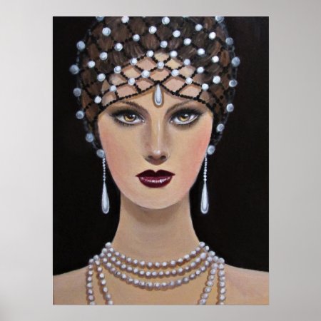 Vintage Lady With Amber Eyes Poster