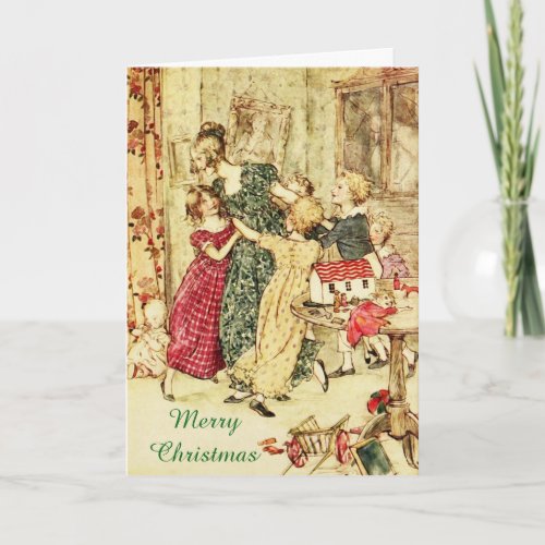 Vintage Lady with Children Christmas Card