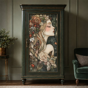 Vintage Lady with Christmas Floral Pearl Decoupage Tissue Paper
