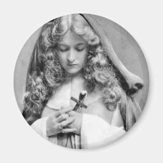 Vintage Lady With Cross Magnet