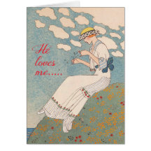Vintage Lady with Flower by George Barbier